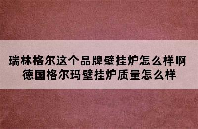 瑞林格尔这个品牌壁挂炉怎么样啊 德国格尔玛壁挂炉质量怎么样